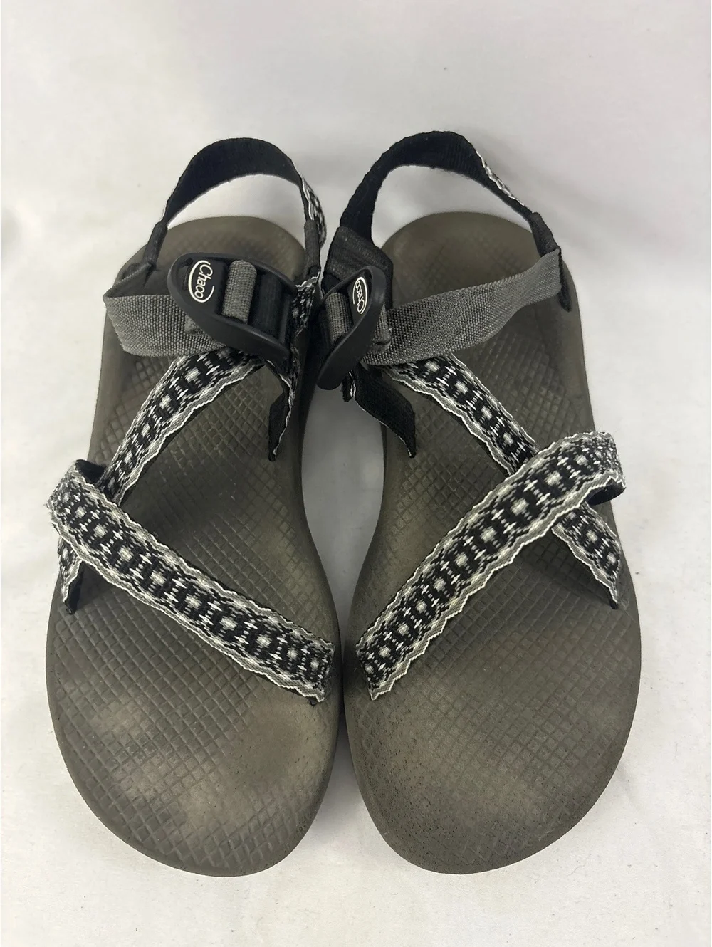 Chaco Mega Z Cloud Black White Sandals Wide Strap Slingback Women’s Size 10